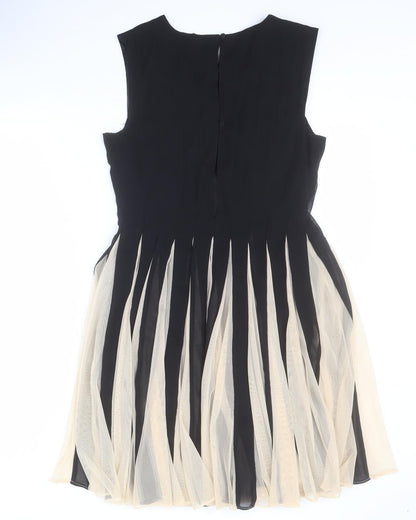 ASOS Womens Black  Polyester Fit & Flare  Size 10  Round Neck Button