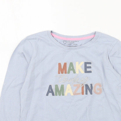 Primark  Girls Blue  Cotton Pullover Casual Size 7-8 Years Round Neck Pullover - Make Today Amazing