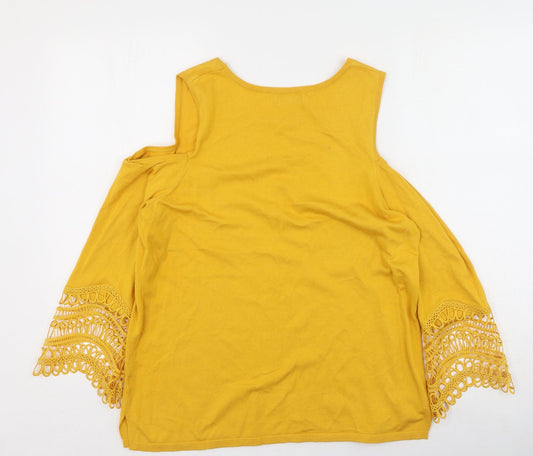 Womens UK Size 16 Soon Yellow Pullover Jumper