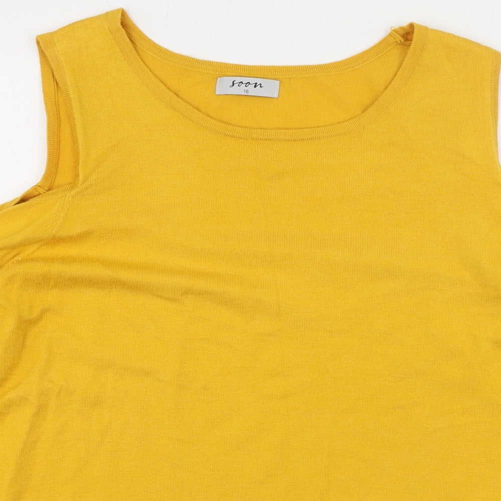 Womens UK Size 16 Soon Yellow Pullover Jumper
