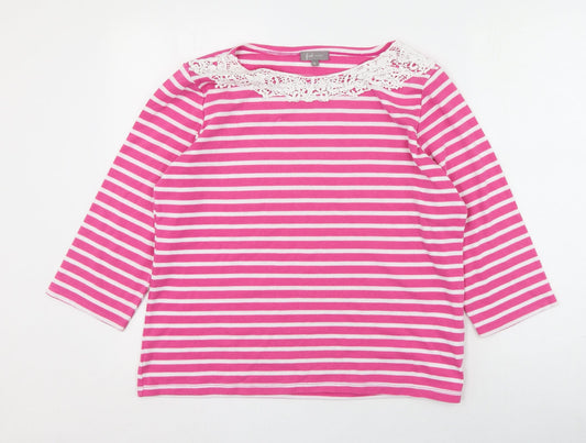 First Avenue  Womens Pink Round Neck Striped Polyester Pullover Jumper Size XL