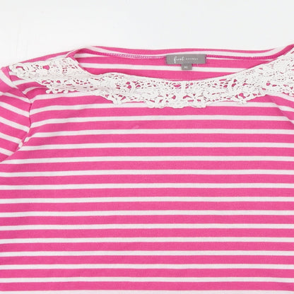 First Avenue  Womens Pink Round Neck Striped Polyester Pullover Jumper Size XL
