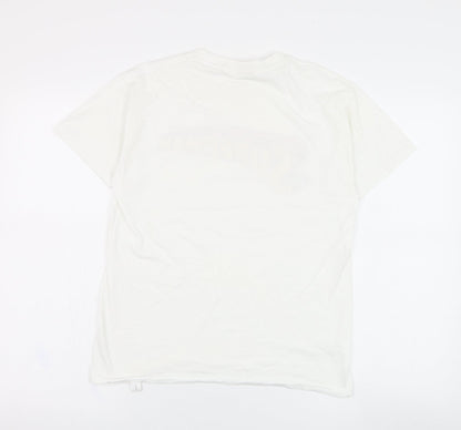 Gildan Boys White  Cotton Basic T-Shirt Size M Round Neck Pullover - Superman