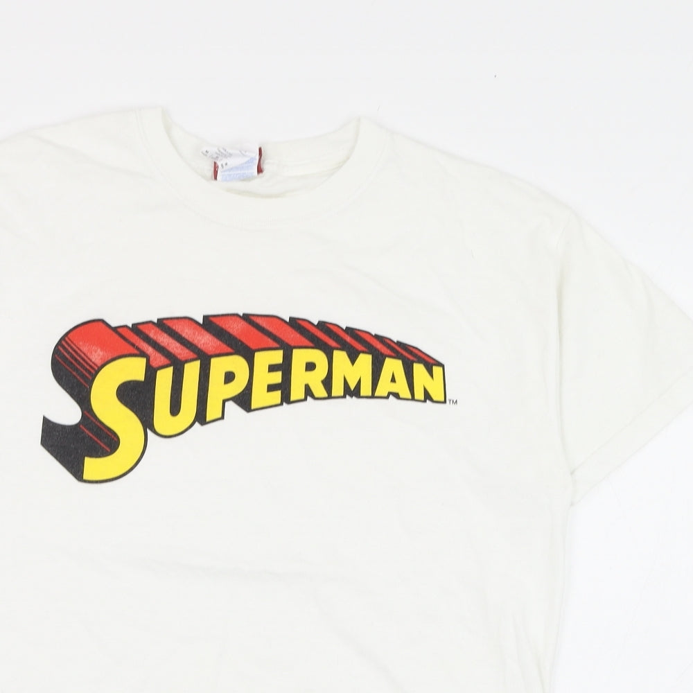 Gildan Boys White  Cotton Basic T-Shirt Size M Round Neck Pullover - Superman