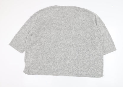 Damart Womens Grey V-Neck  Acrylic Pullover Jumper Size 30   - Flower