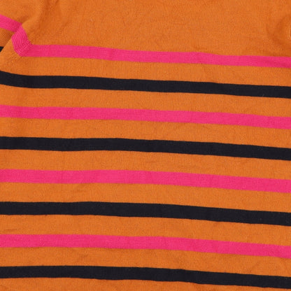 TU Womens Orange Round Neck Striped Acrylic Pullover Jumper Size 12