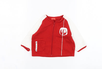 ELLE Boys Red  Cotton Full Zip Jumper Size 6-9 Months  Zip