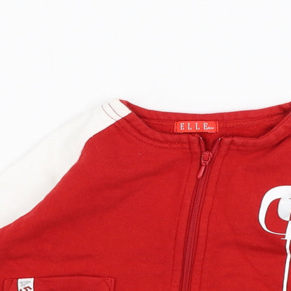 ELLE Boys Red  Cotton Full Zip Jumper Size 6-9 Months  Zip