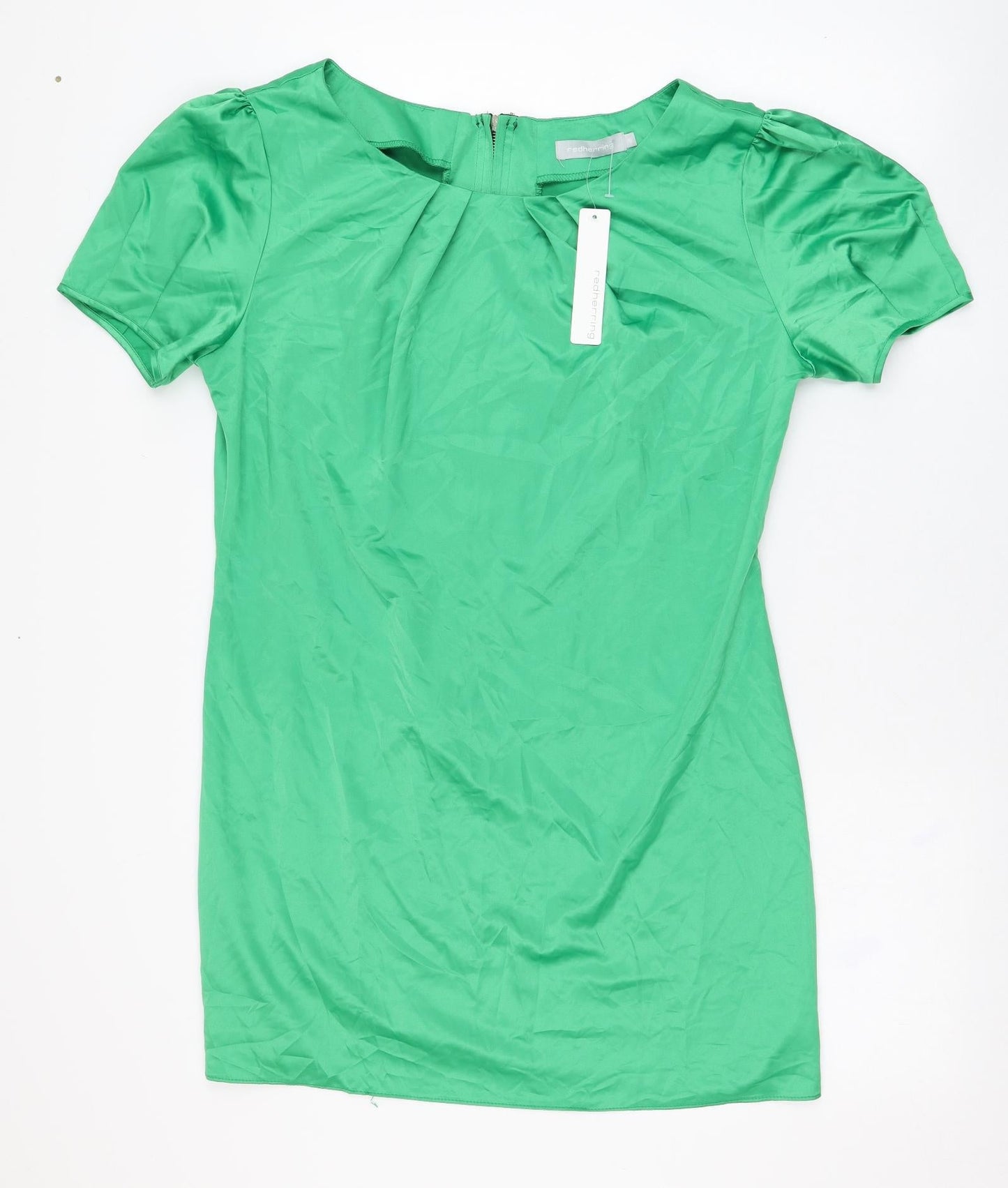 Red Herring Womens Green  Polyester T-Shirt Dress  Size 16  Round Neck Zip