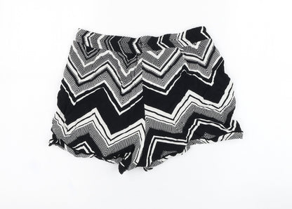 Papaya Womens Black Geometric Viscose Hot Pants Shorts Size 12 L3 in Relaxed