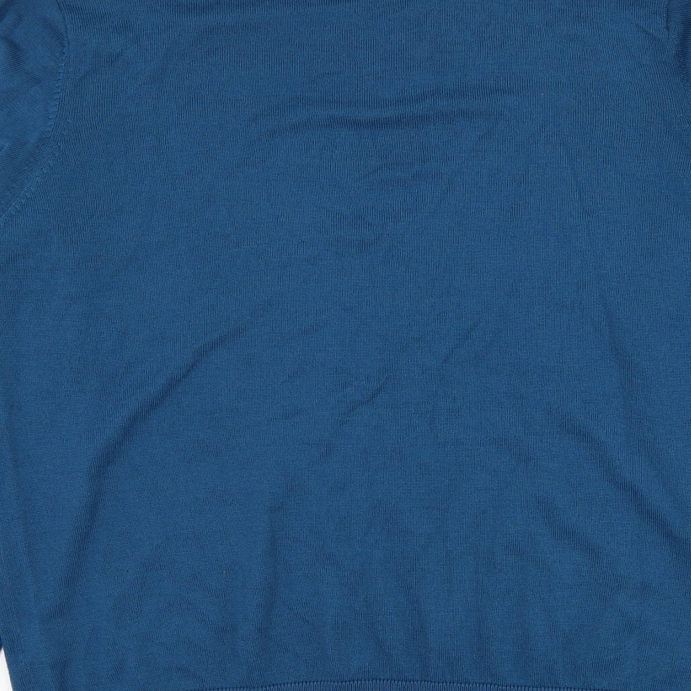 Marks and Spencer Mens Blue V-Neck  Acrylic Pullover Jumper Size L