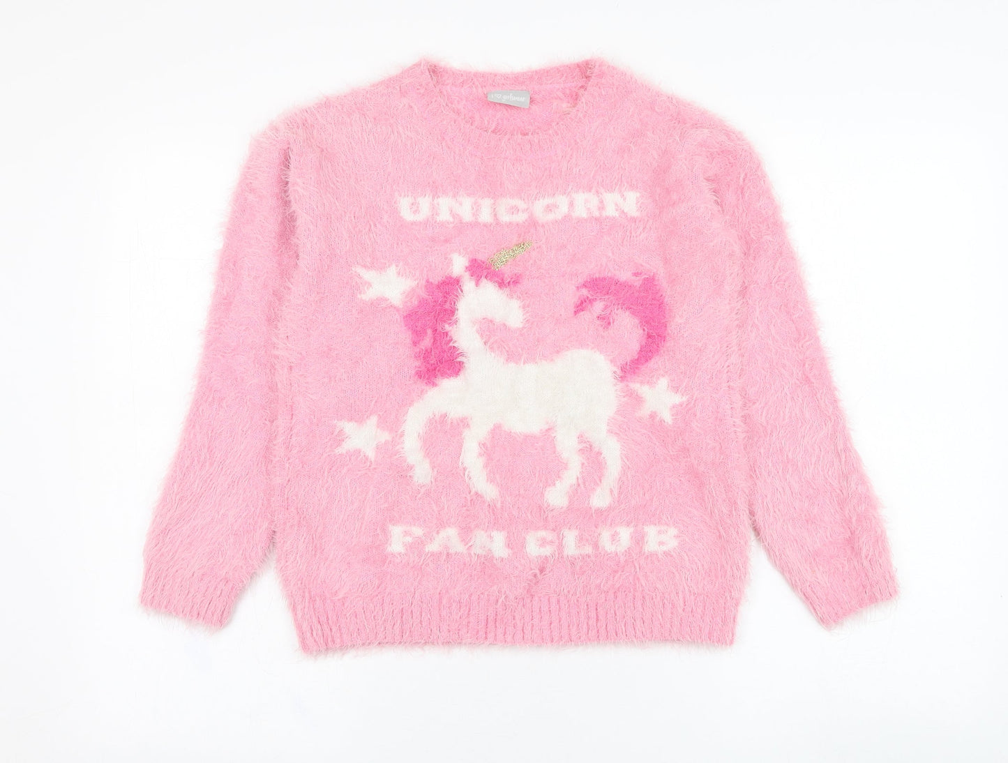 Matalan Girls Pink Round Neck  Polyamide Pullover Jumper Size 13 Years  Pullover - Unicorn