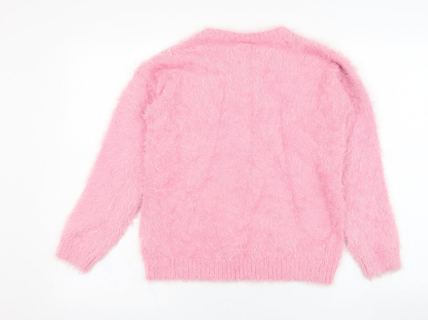 Matalan Girls Pink Round Neck  Polyamide Pullover Jumper Size 13 Years  Pullover - Unicorn