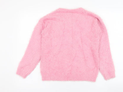 Matalan Girls Pink Round Neck  Polyamide Pullover Jumper Size 13 Years  Pullover - Unicorn