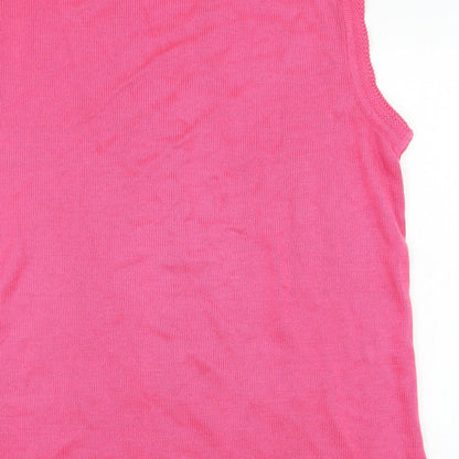 Dil knitwear Womens Pink V-Neck  Acrylic Cardigan Jumper Size L