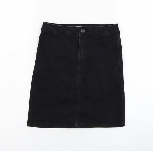 Primark Womens Black  Cotton Straight & Pencil Skirt Size 6   Zip