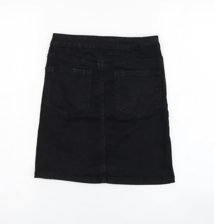 Primark Womens Black  Cotton Straight & Pencil Skirt Size 6   Zip