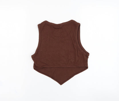 SheIn Womens Brown  Viscose Basic Tank Size 10 Round Neck - Honey