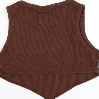 SheIn Womens Brown  Viscose Basic Tank Size 10 Round Neck - Honey