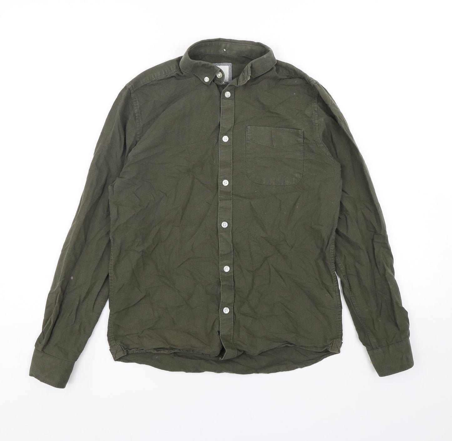 River Island Mens Green  Cotton  Button-Up Size XS Collared Button