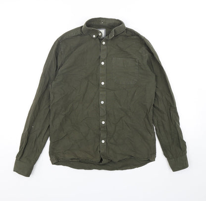 River Island Mens Green  Cotton  Button-Up Size XS Collared Button