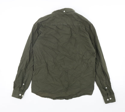 River Island Mens Green  Cotton  Button-Up Size XS Collared Button