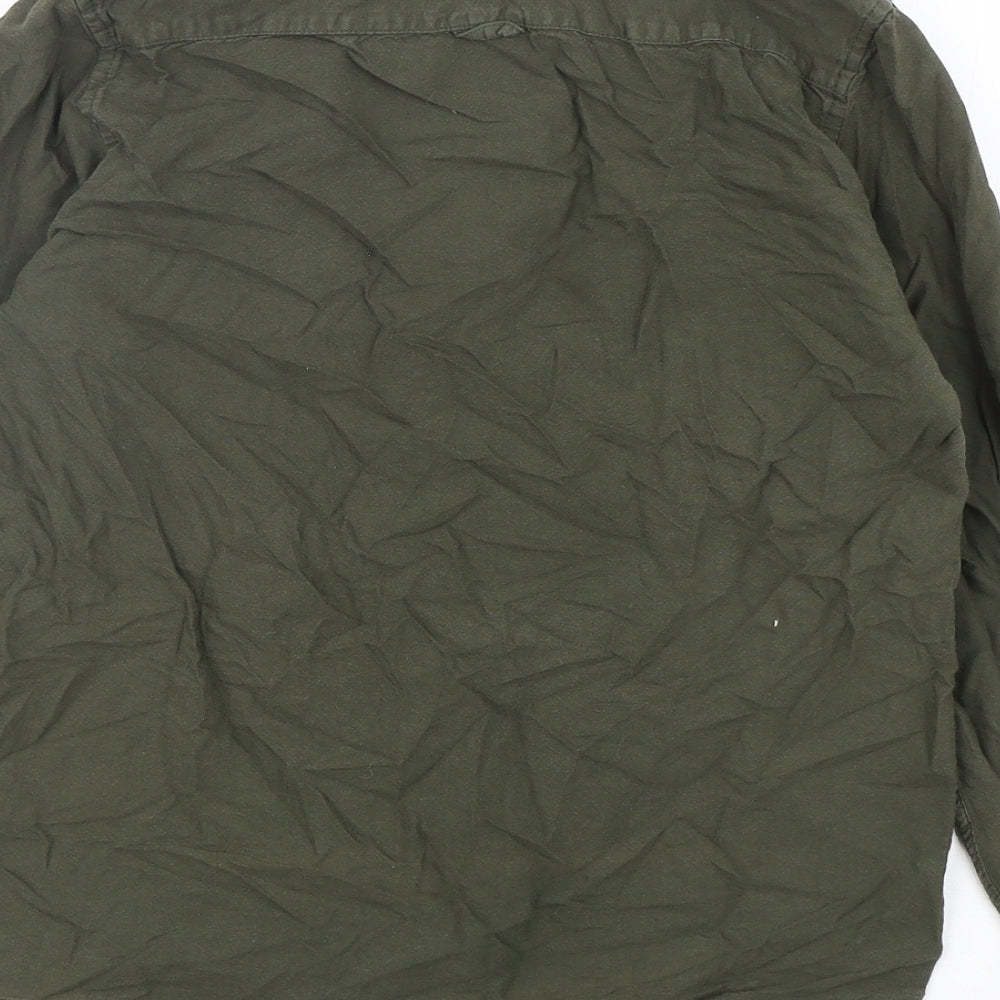 River Island Mens Green  Cotton  Button-Up Size XS Collared Button