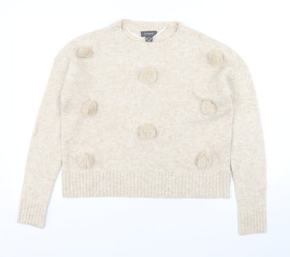 Primark Womens Beige Round Neck  Acrylic Pullover Jumper Size 6