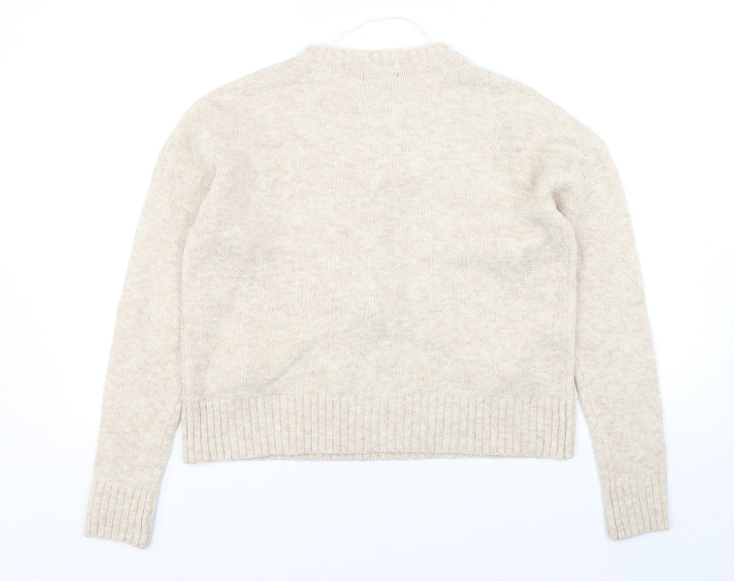 Primark Womens Beige Round Neck  Acrylic Pullover Jumper Size 6