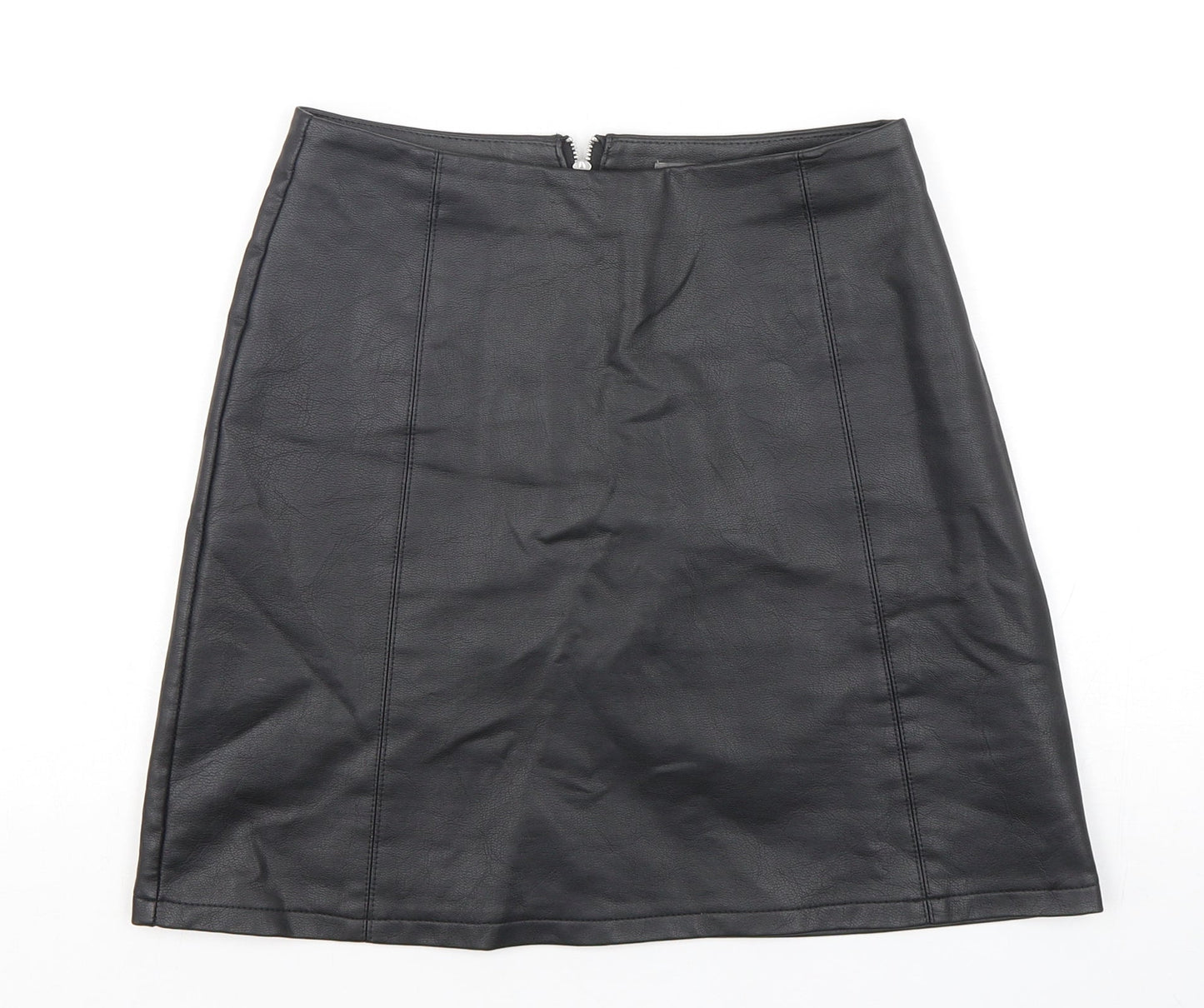Primark Womens Black  Polyurethane Mini Skirt Size 6   Zip