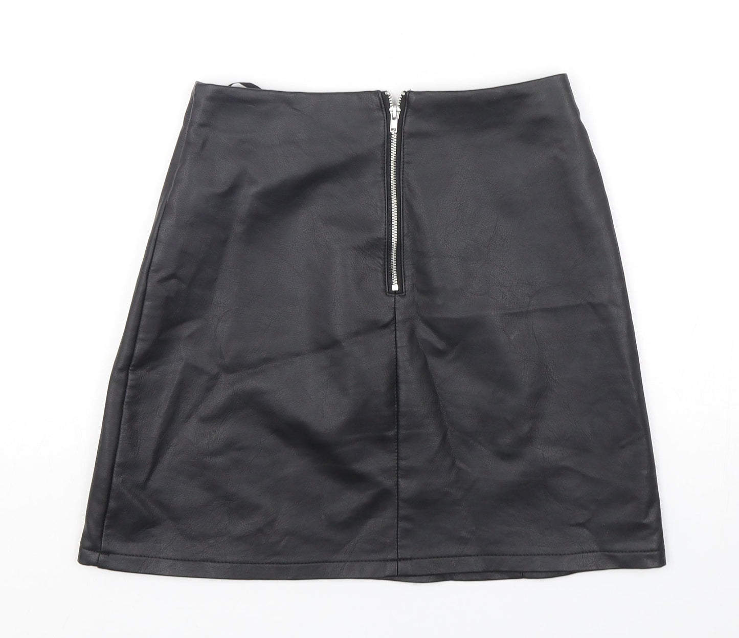 Primark Womens Black  Polyurethane Mini Skirt Size 6   Zip