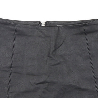 Primark Womens Black  Polyurethane Mini Skirt Size 6   Zip