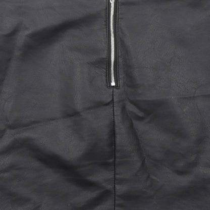 Primark Womens Black  Polyurethane Mini Skirt Size 6   Zip