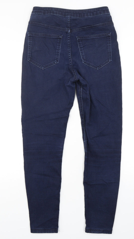 Marks and Spencer Womens Blue  Cotton Skinny Jeans Size 10 L28 in Regular Button
