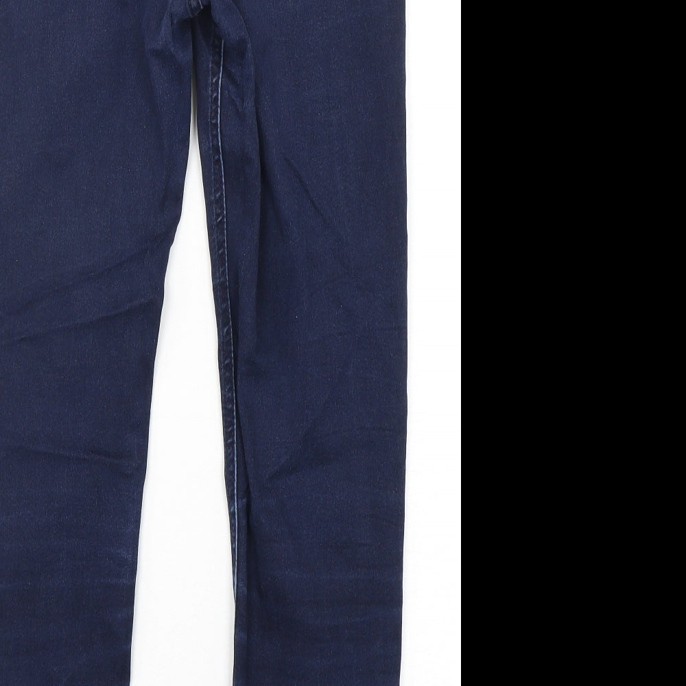 Marks and Spencer Womens Blue  Cotton Skinny Jeans Size 10 L28 in Regular Button