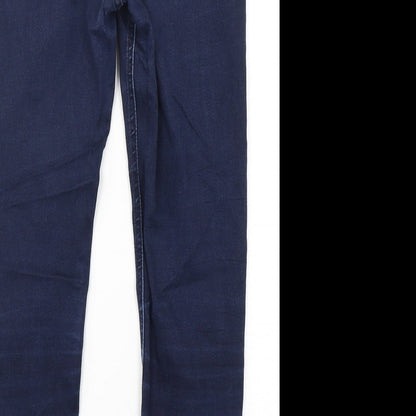 Marks and Spencer Womens Blue  Cotton Skinny Jeans Size 10 L28 in Regular Button