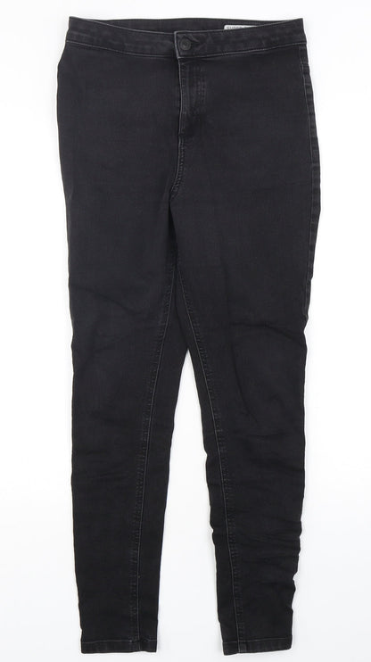 Marks and Spencer Womens Black  Cotton Skinny Jeans Size 12 L28 in Regular Button