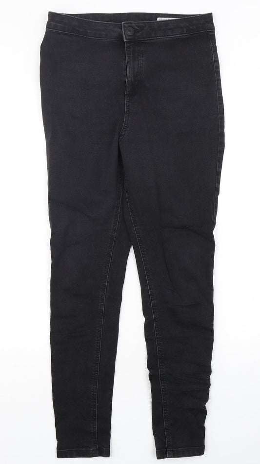 Marks and Spencer Womens Black  Cotton Skinny Jeans Size 12 L28 in Regular Button