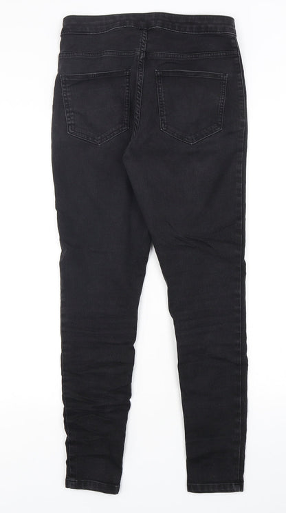 Marks and Spencer Womens Black  Cotton Skinny Jeans Size 12 L28 in Regular Button