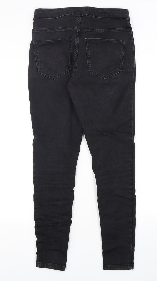 Marks and Spencer Womens Black  Cotton Skinny Jeans Size 12 L28 in Regular Button