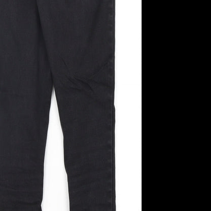 Marks and Spencer Womens Black  Cotton Skinny Jeans Size 12 L28 in Regular Button