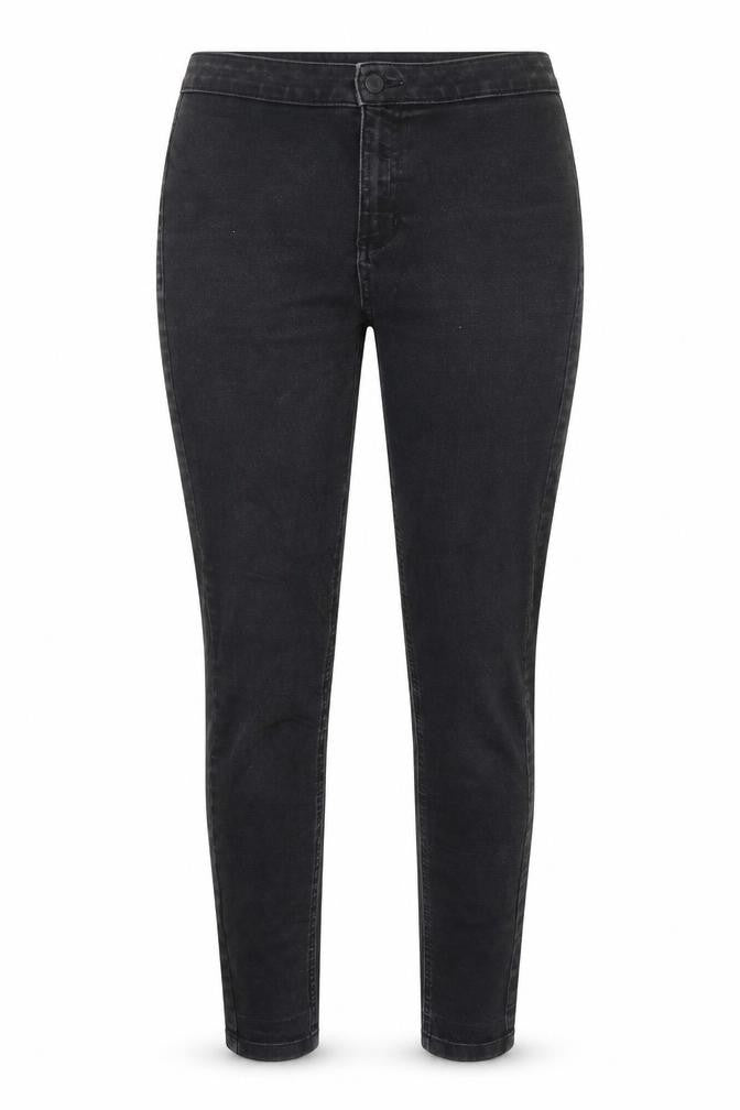 Front view of Marks & Spencer women’s black cotton skinny jeans, size UK 10, 29-inch leg regular button