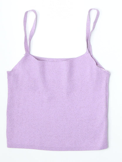 George Womens Purple  Polyester Cropped Tank Size M Square Neck