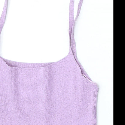 George Womens Purple  Polyester Cropped Tank Size M Square Neck