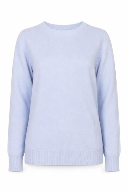 Front view of Marks & Spencer women’s purple round neck acrylic jumper, size UK 6