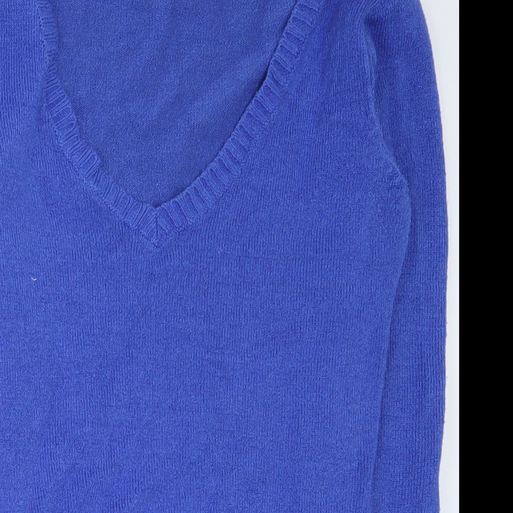 Jennyfer Womens Blue V-Neck  Acrylic Pullover Jumper Size S