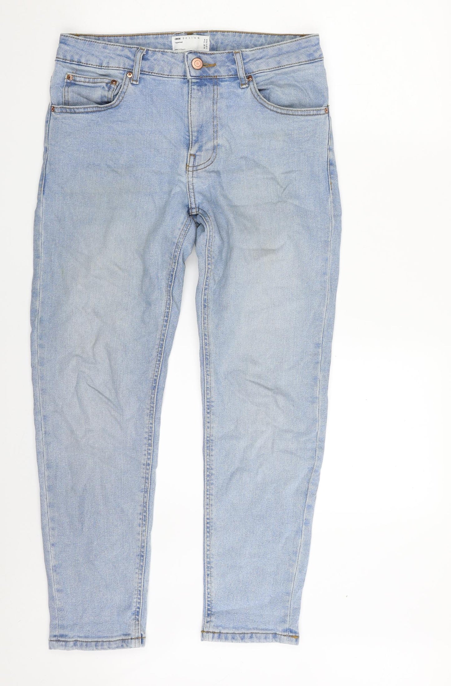 ASOS Womens Blue  100% Cotton Tapered Jeans Size 28 in L30 in Slim Zip