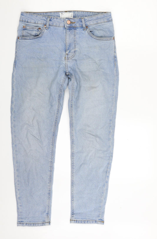 ASOS Womens Blue  100% Cotton Tapered Jeans Size 28 in L30 in Slim Zip
