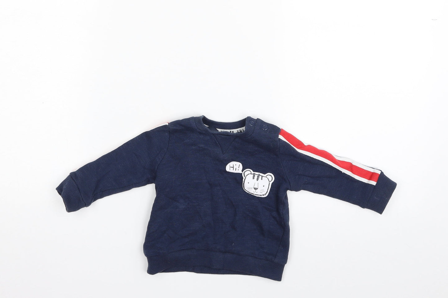 F&F Baby Blue Striped 100% Cotton Pullover Jumper Size 0-3 Months  Pullover - Hi