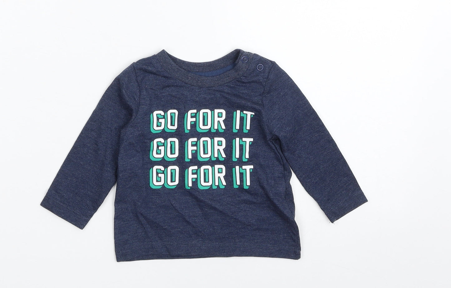 F&F Baby Blue  Cotton Basic T-Shirt Size 0-3 Months Crew Neck Pullover - Go for It